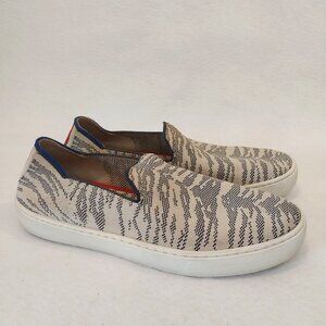 Rothy’s Slip On Sneaker 8.5 Beige Black Tiger Zebra The Original Comfort Shoes,